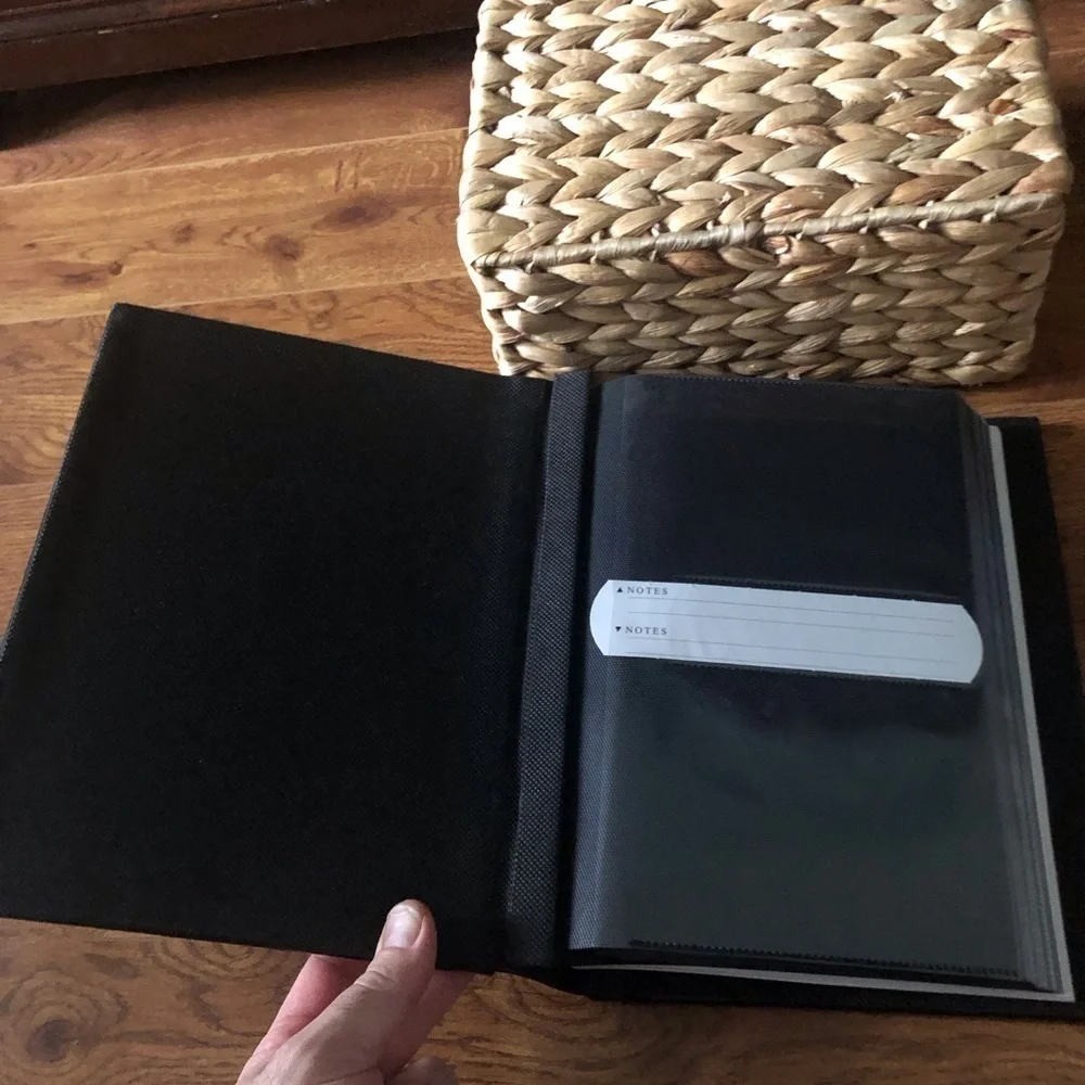 Black Leather bonded embroidered photo album
